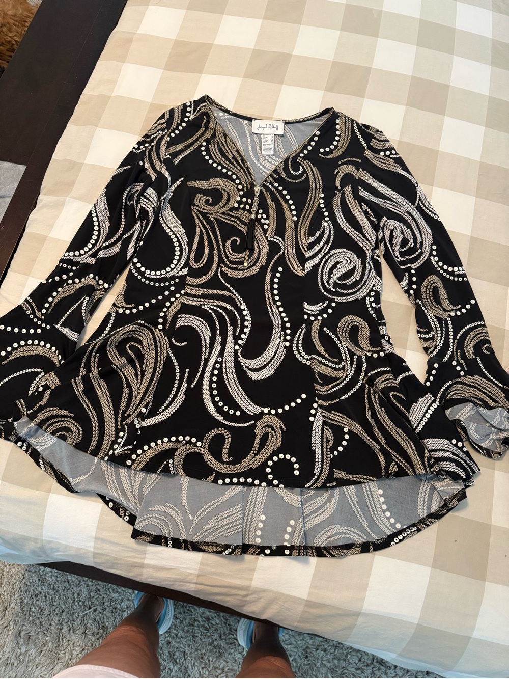 Joseph Ribkoff Black & Gold Swirl Long-Sleeve Women's Top